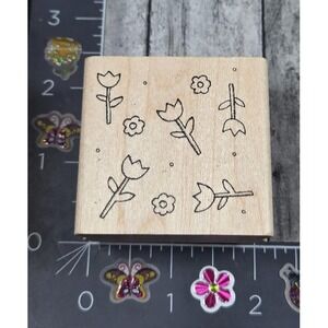 Inky Antics Flowers Tulips Background 160F Rubber Stamp #V97